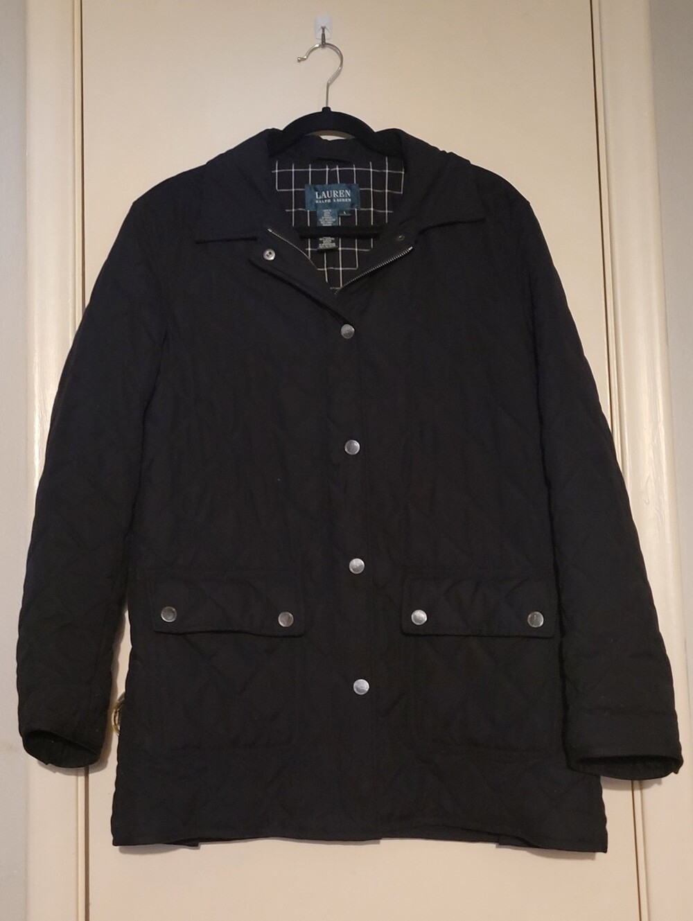 Lauren Ralph Lauren Black Quilted Lightweight Jacket Womens Large Full Zip